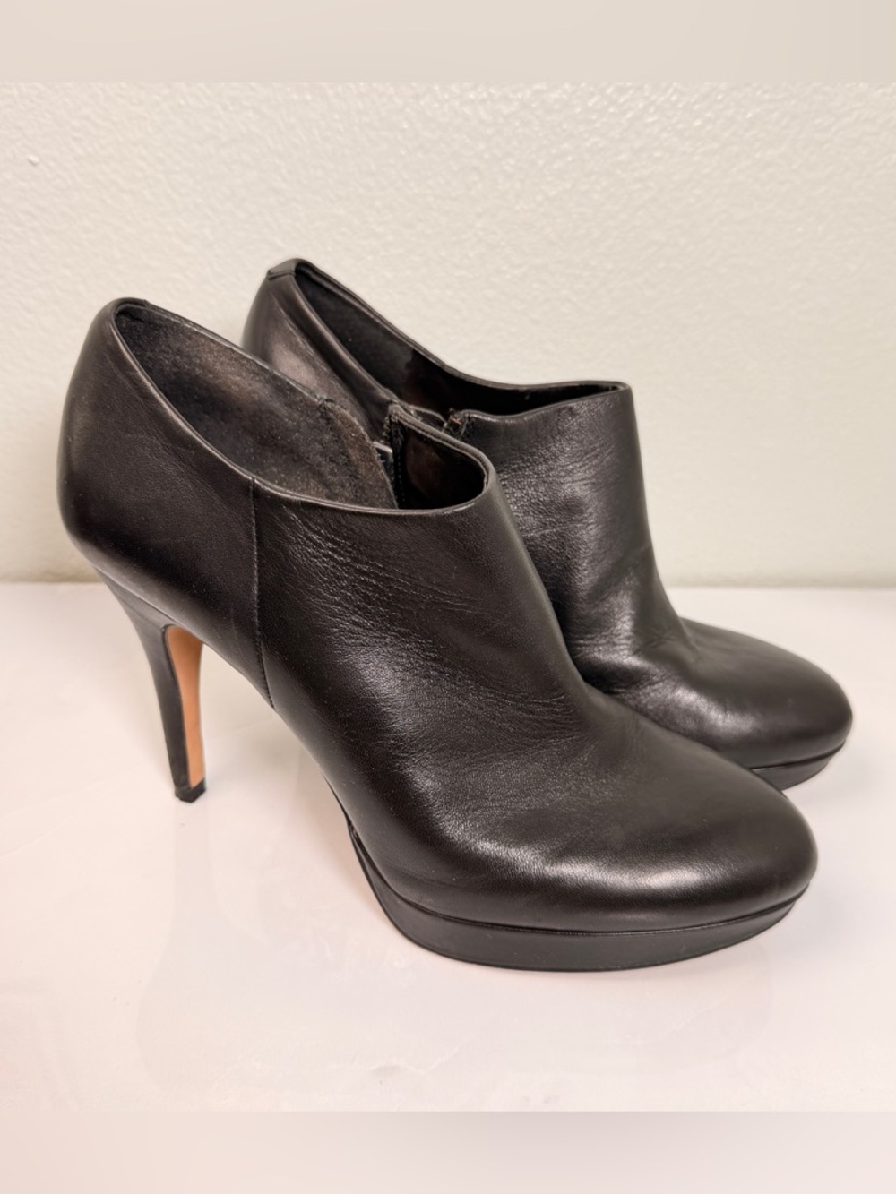 Vince Camuto Black Leather High-Heel Ankle Booties